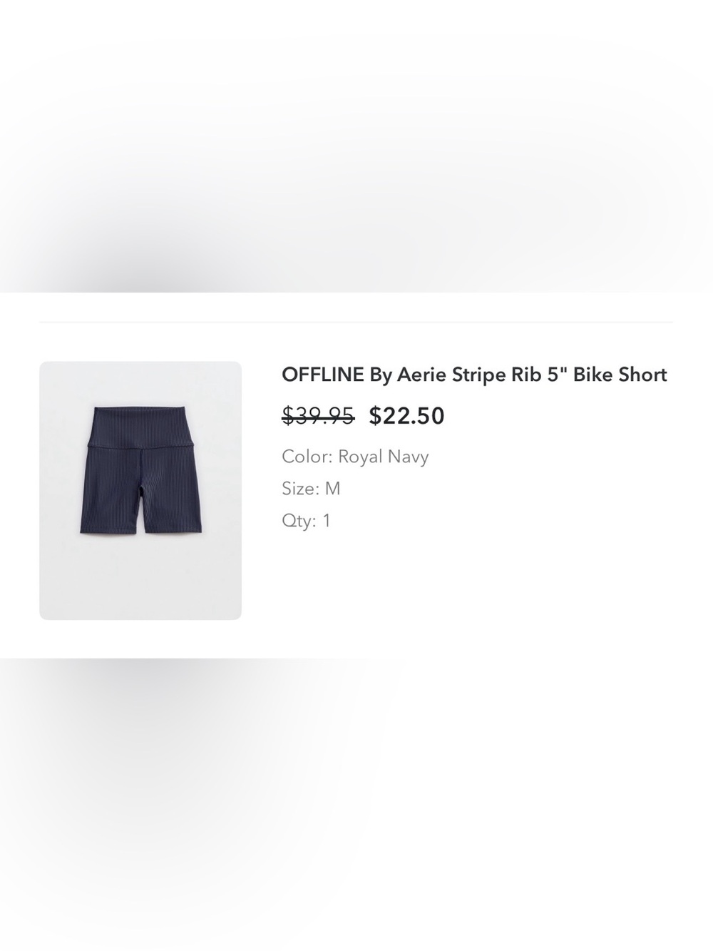 aerie OFFLINE Stripe Rib 5" Bike Shorts in Royal Navy - Picture 1 of 4